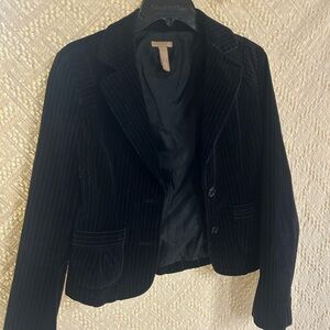Forever 21 Black Pinstripe Velvet Blazer